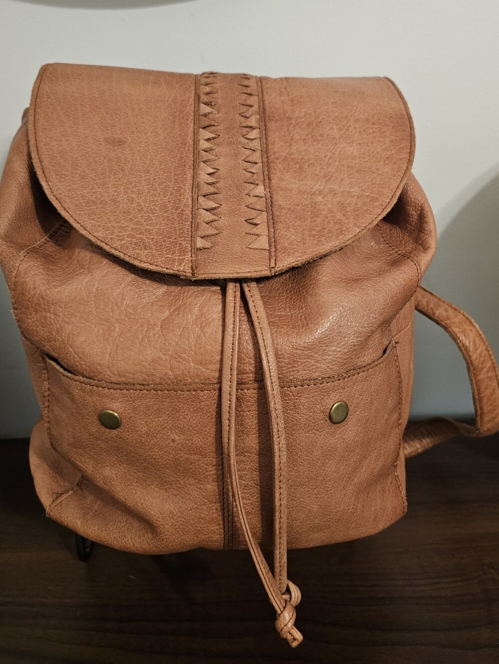 Day & Mood Leather Drawstring Backpack